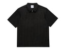SEERSUCKER SHORT SLEEVE ZIP UP BLACK thumbnail image