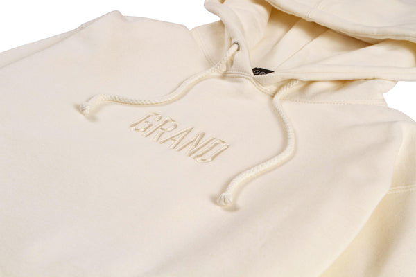 Tonal Embroidered Hoodie Cream – Grand Collection