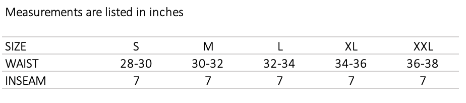 Nylon Short Peach size chart
