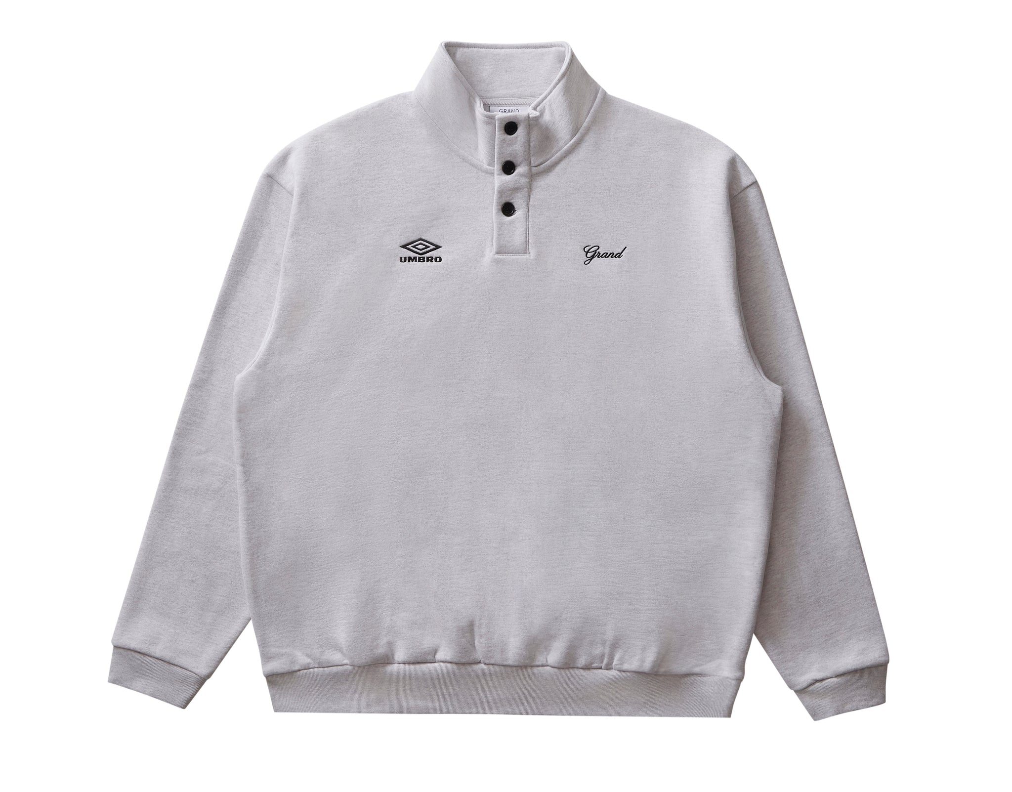 GRAND X UMBRO SWEATSHIRT WITH BUTTON COLLAR ASH GREY