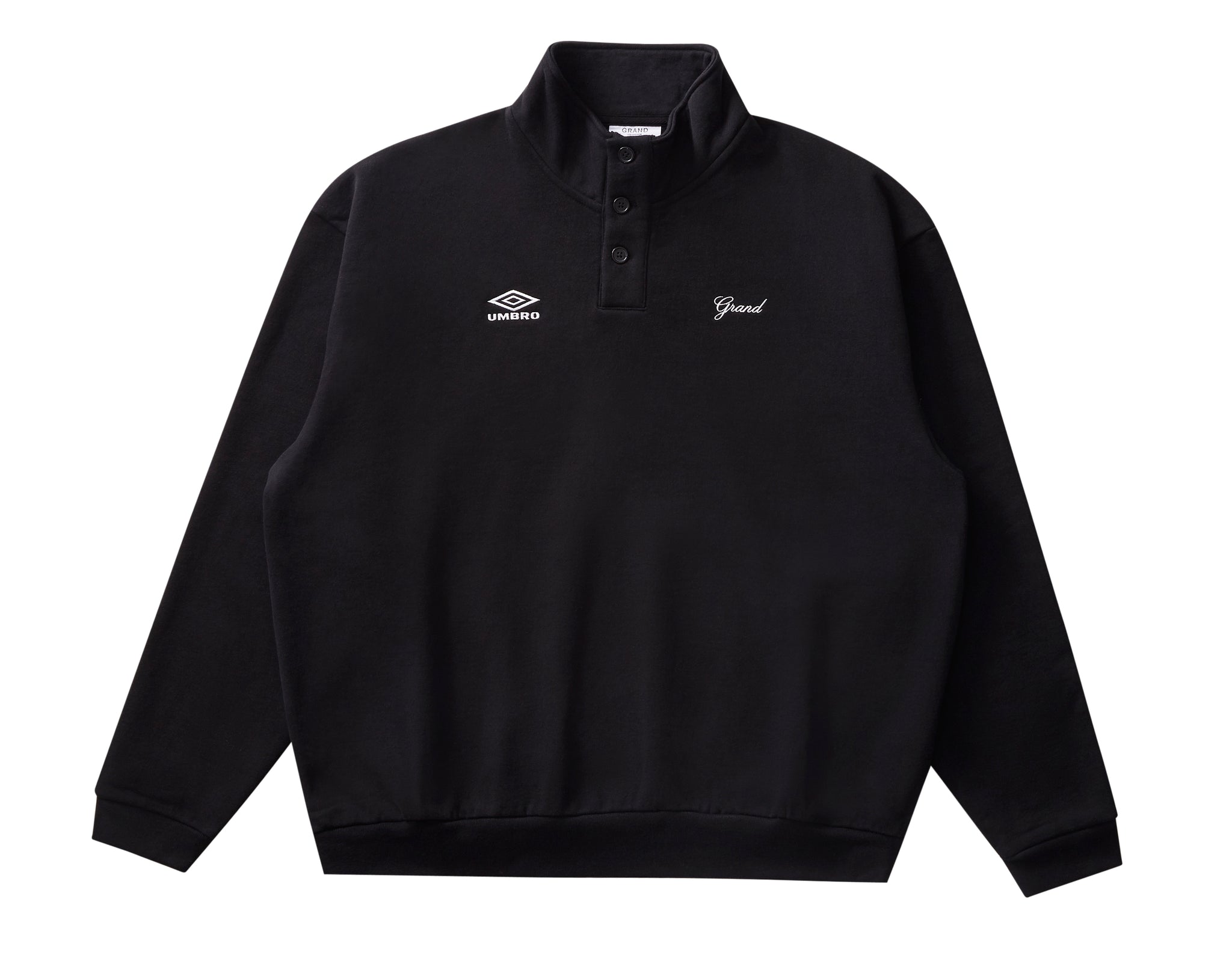 GRAND X UMBRO SWEATSHIRT WITH BUTTON COLLAR BLACK