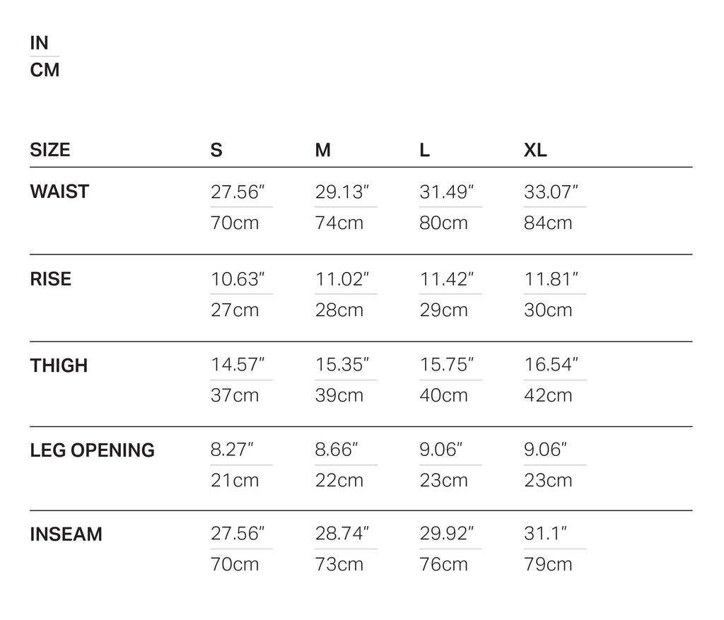Cotton Pant Cream size chart