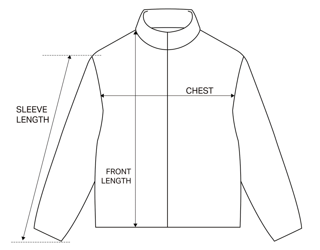 COTTON/NYLON TRACK JACKET BLACK size chart