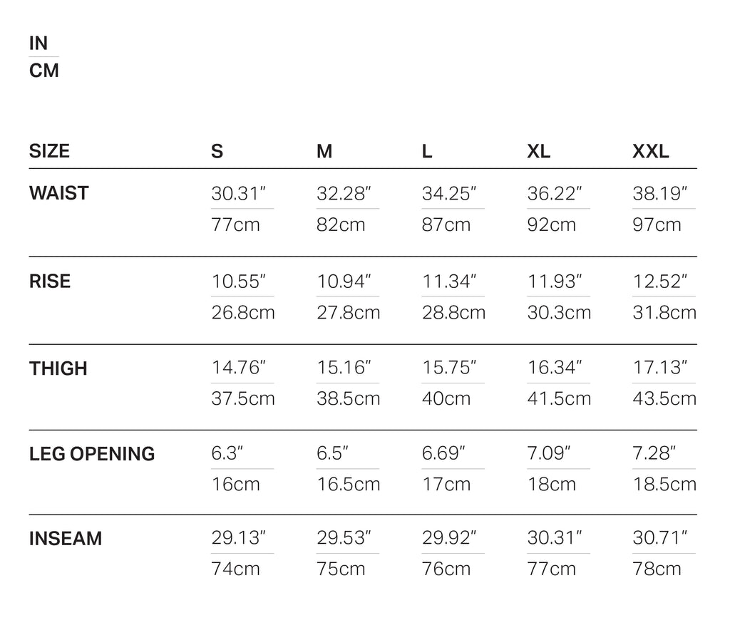 COTTON/NYLON TRACK PANT DEEP YELLOW size chart