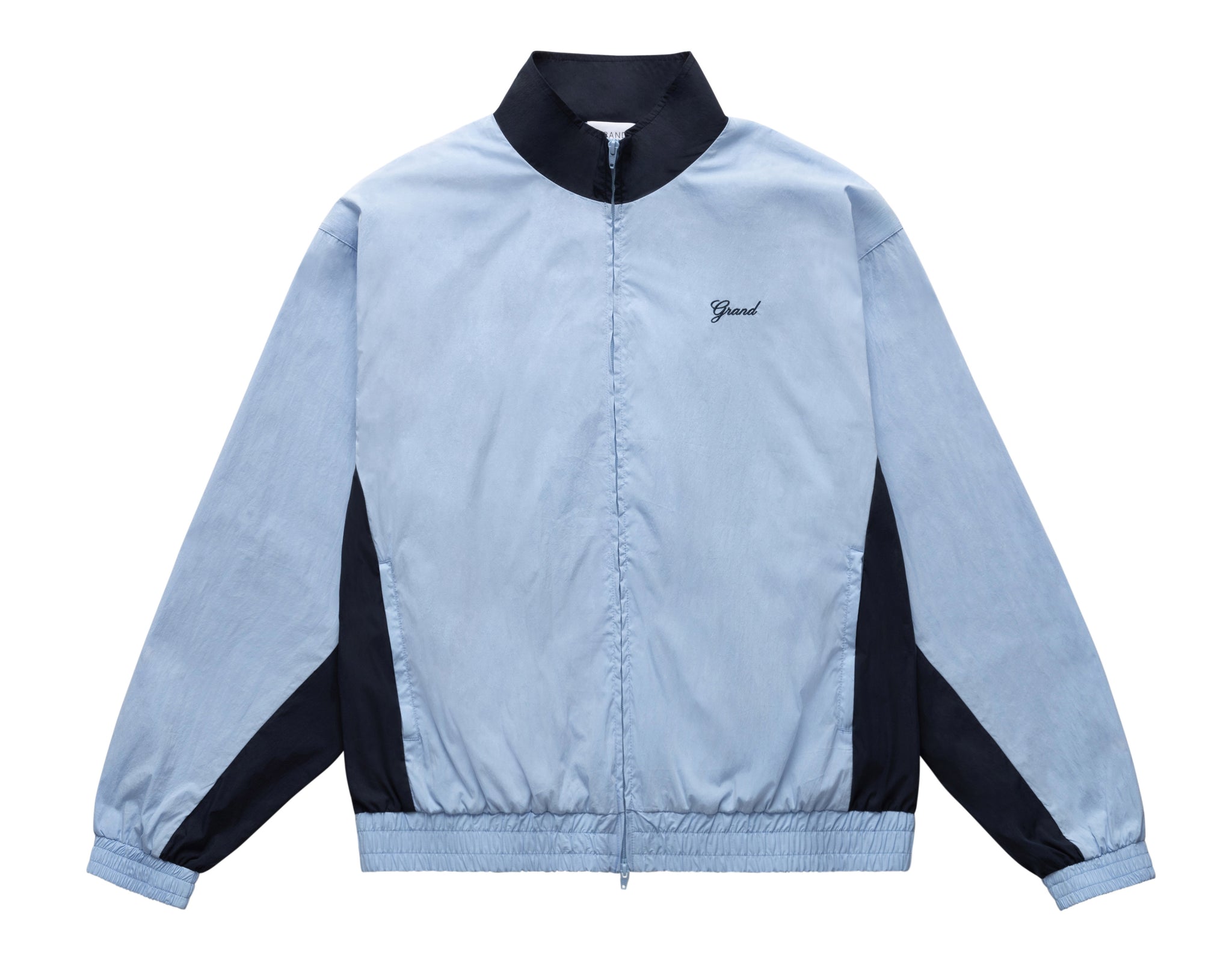 COTTON/NYLON TRACK JACKET POWDER BLUE/NAVY