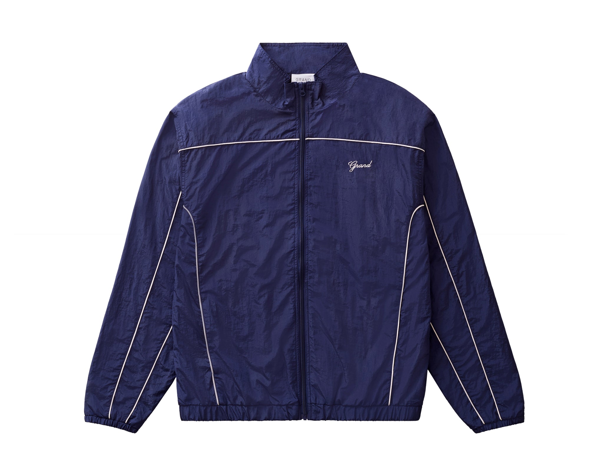 Crinkle Nylon Track Jacket Navy