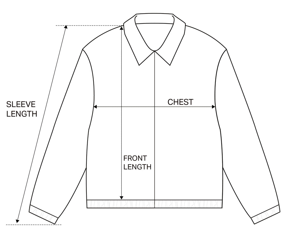 DENIM JACKET WASHED BLUE size chart