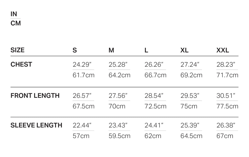 Embroidered Crewneck Ash Grey size chart