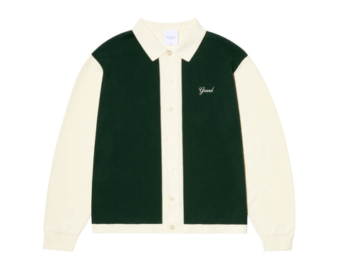 Knit Button Up Sweater Cream/Forest