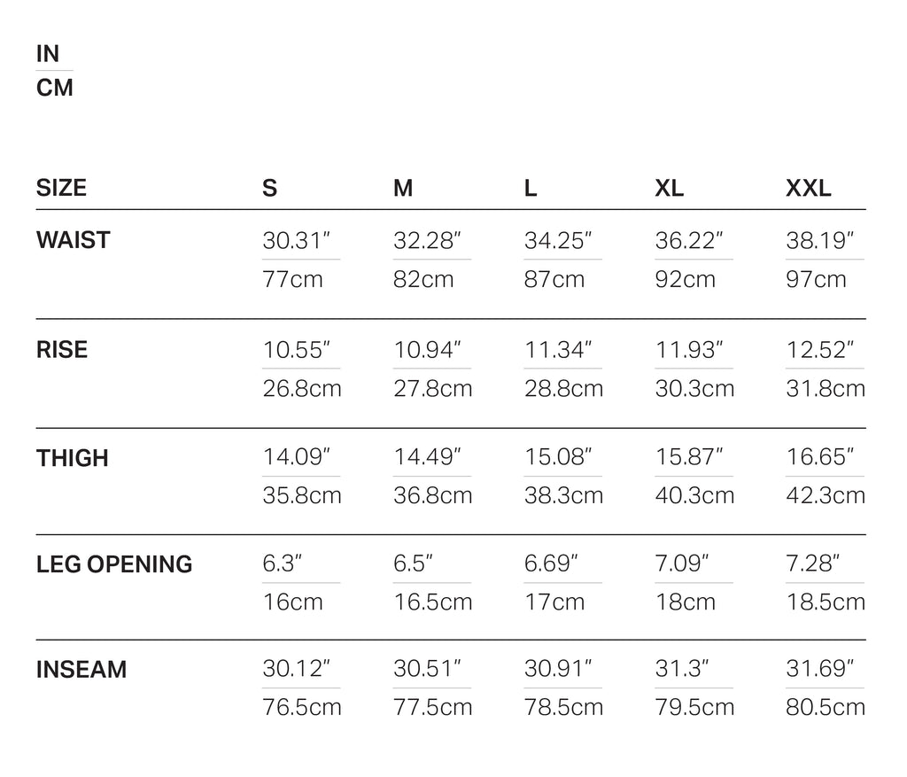 LEOPARD PANT size chart