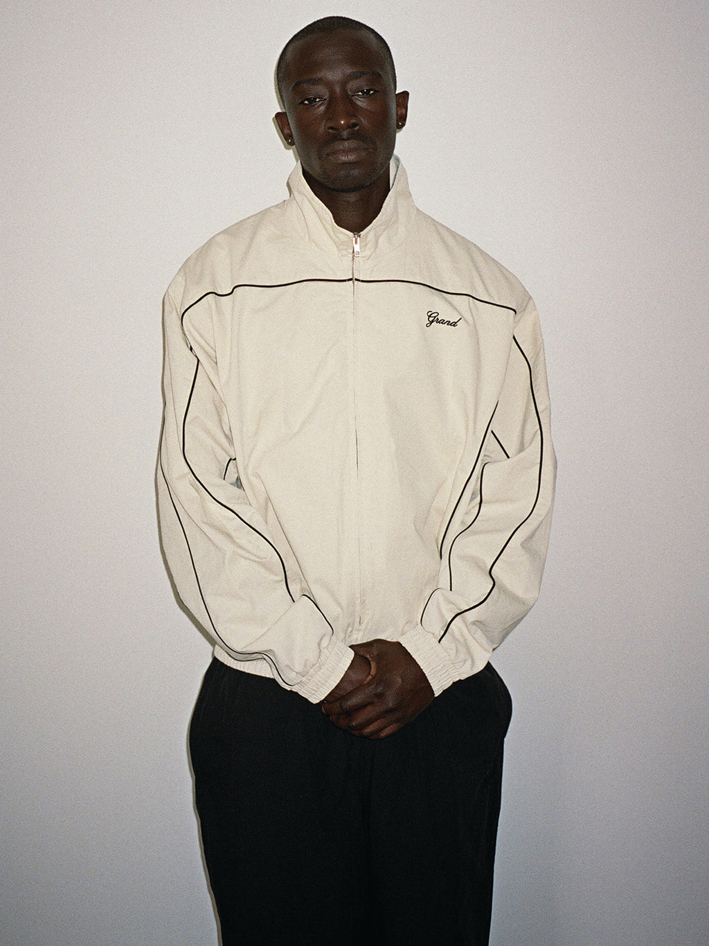 HARRINGTON JACKET WITH PIPING CREAM