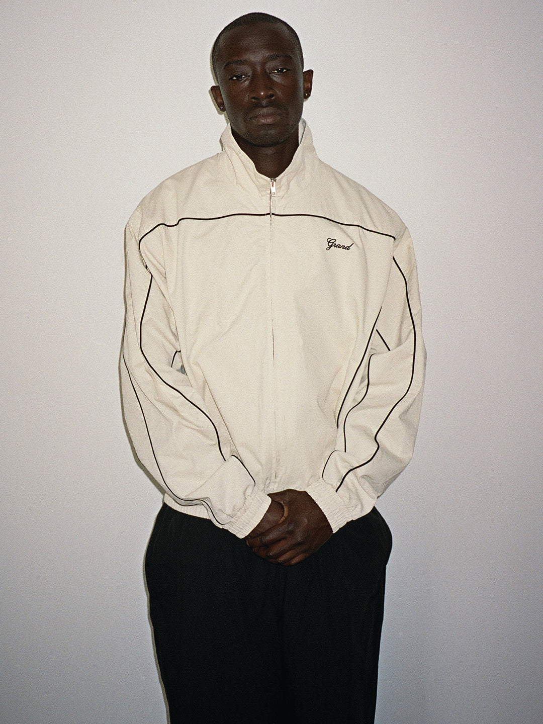 HARRINGTON JACKET WITH PIPING CREAM