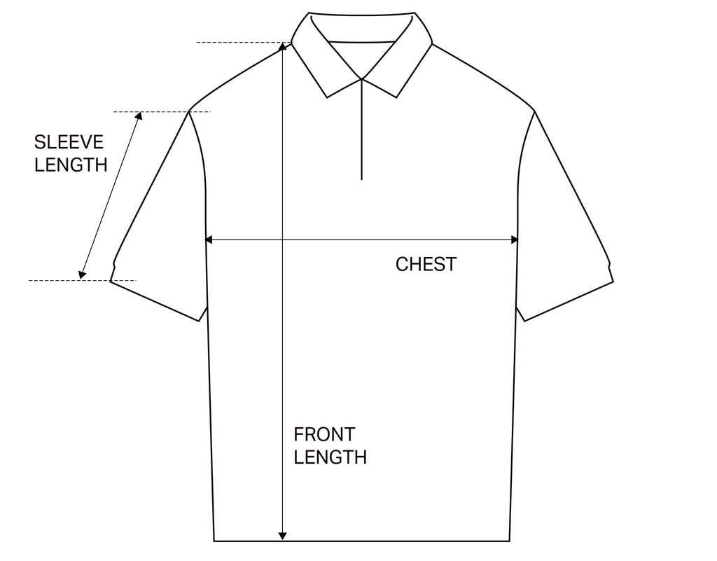 KNIT QUARTER ZIP BLACK size chart