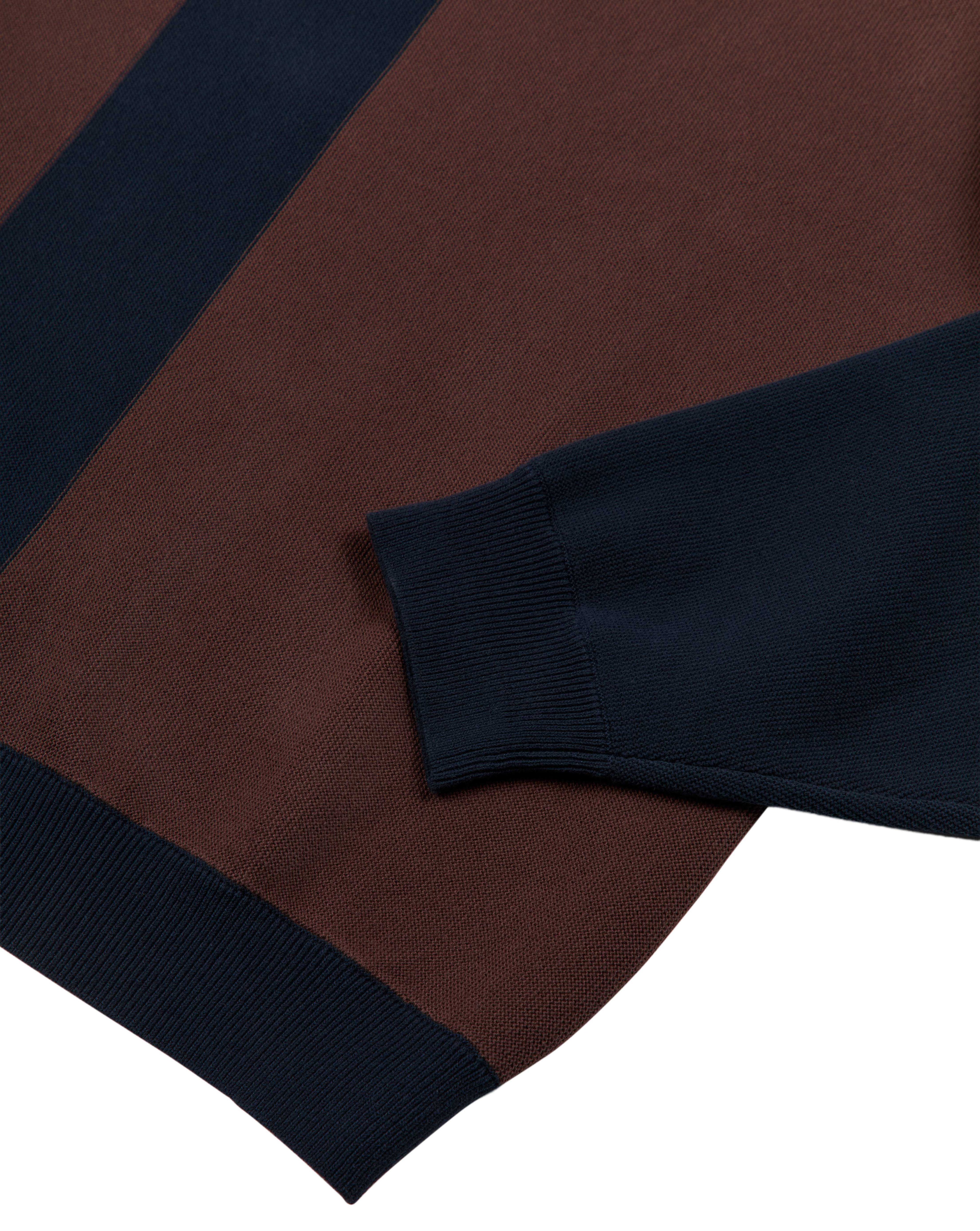 KNIT QUARTER ZIP ESPRESSO/NAVY