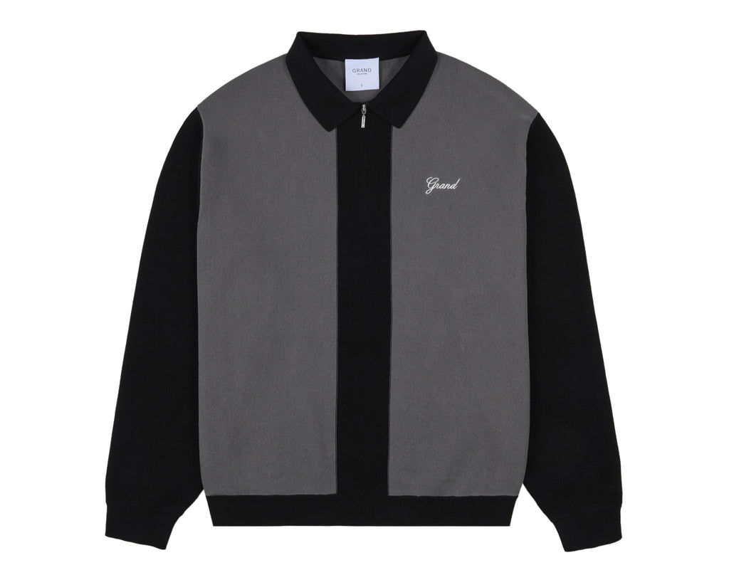 KNIT QUARTER ZIP GREY/BLACK