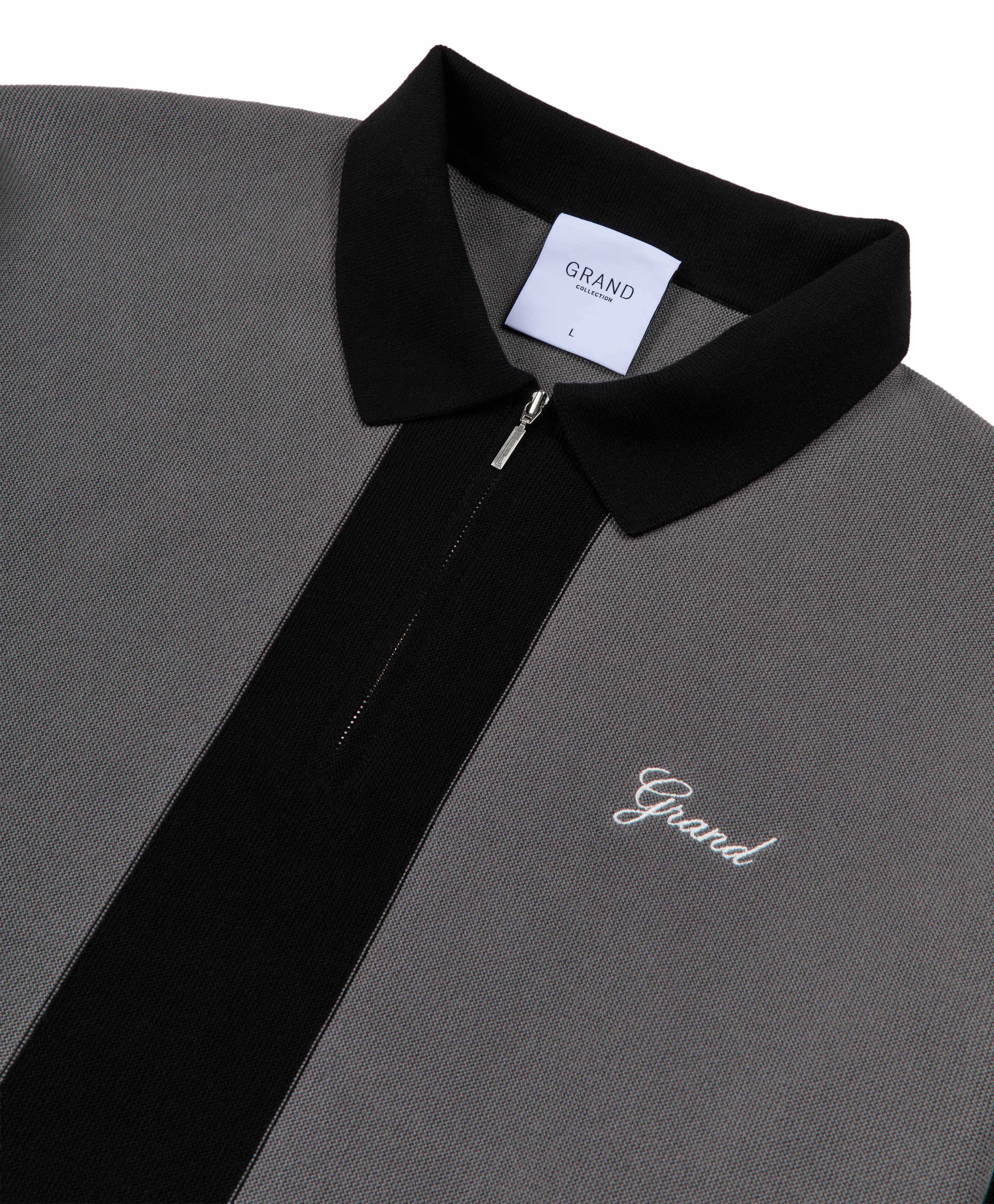 KNIT QUARTER ZIP GREY/BLACK