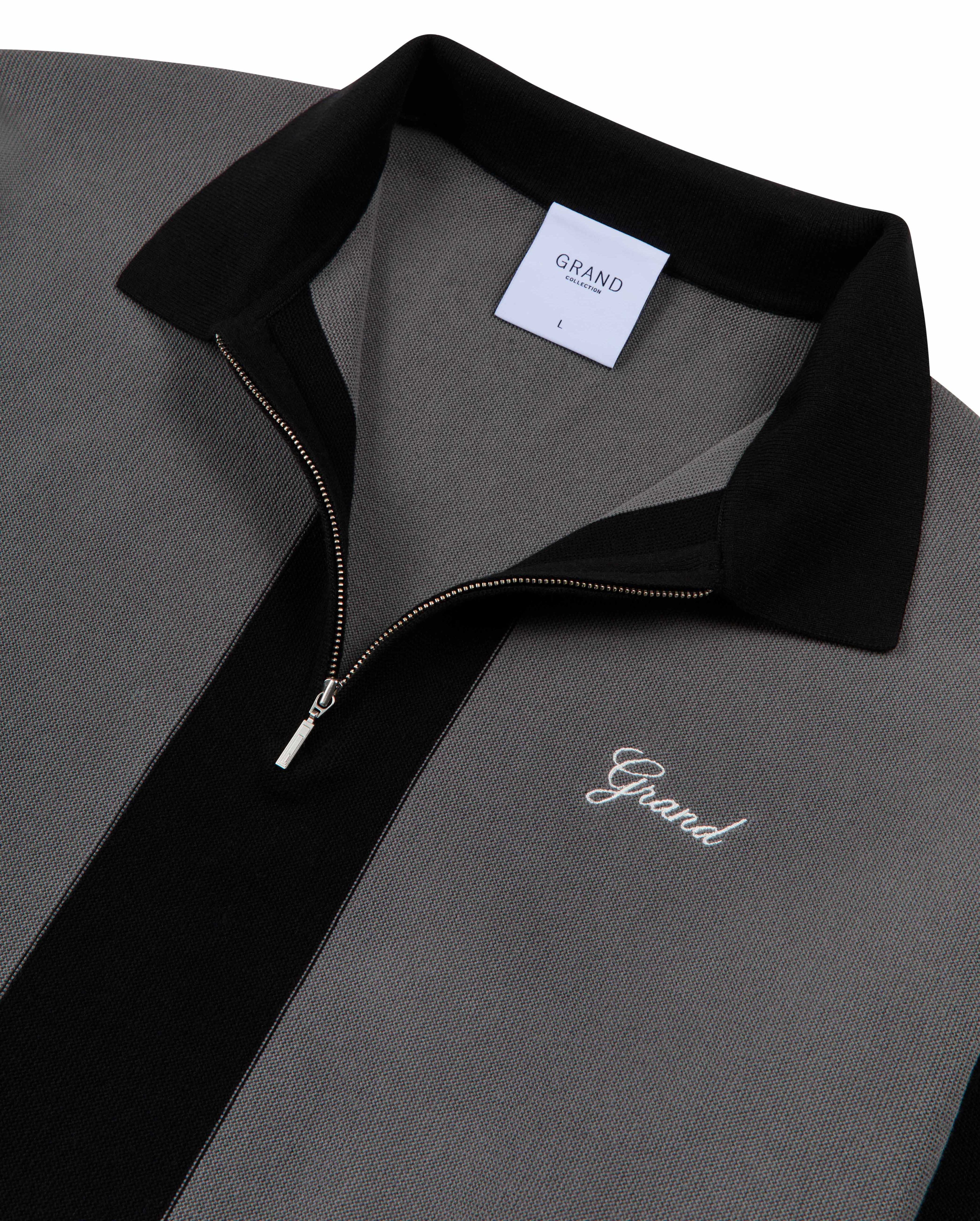 KNIT QUARTER ZIP GREY/BLACK