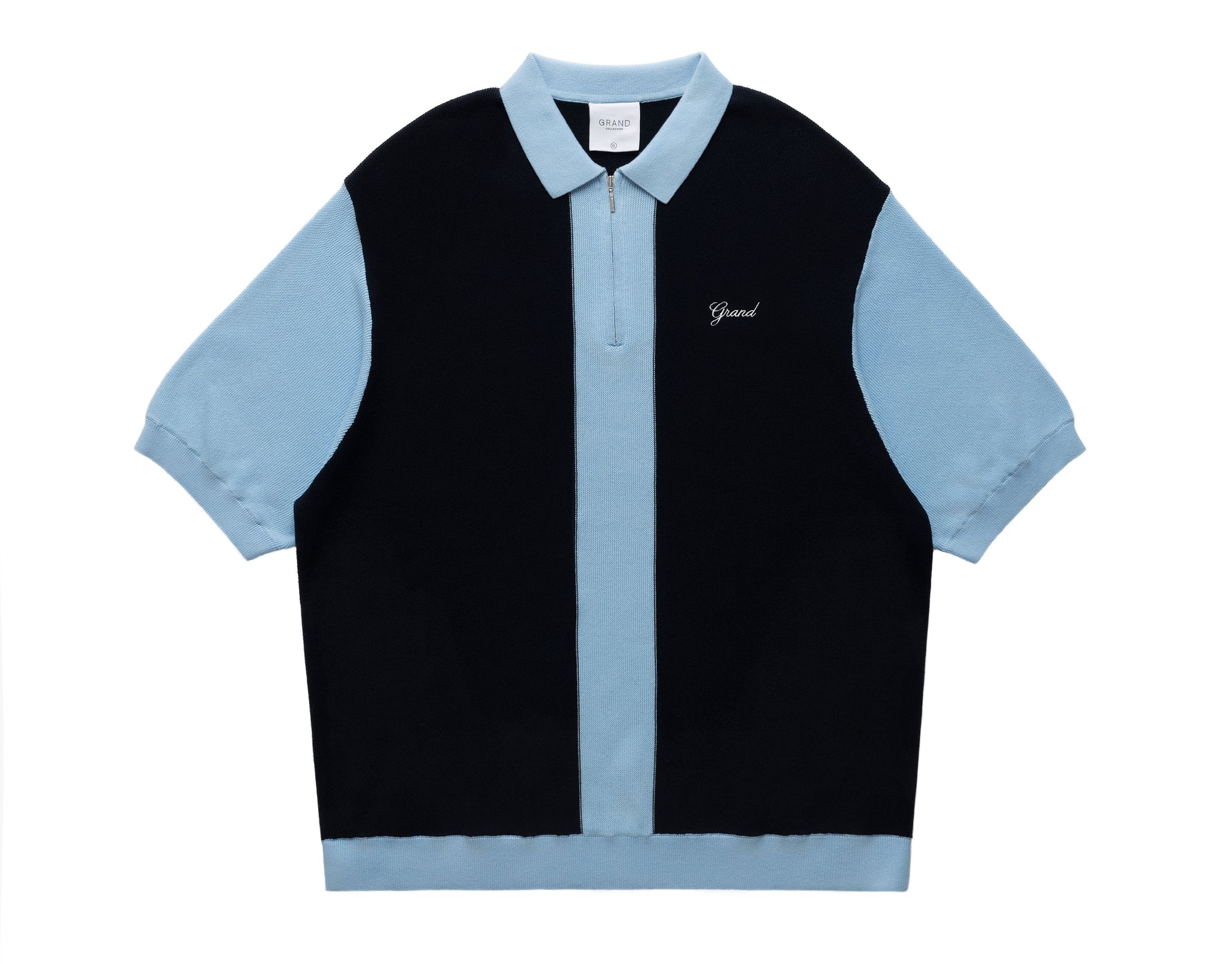 KNIT QUARTER ZIP NAVY/POWDER BLUE