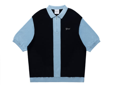 KNIT QUARTER ZIP NAVY/POWDER BLUE