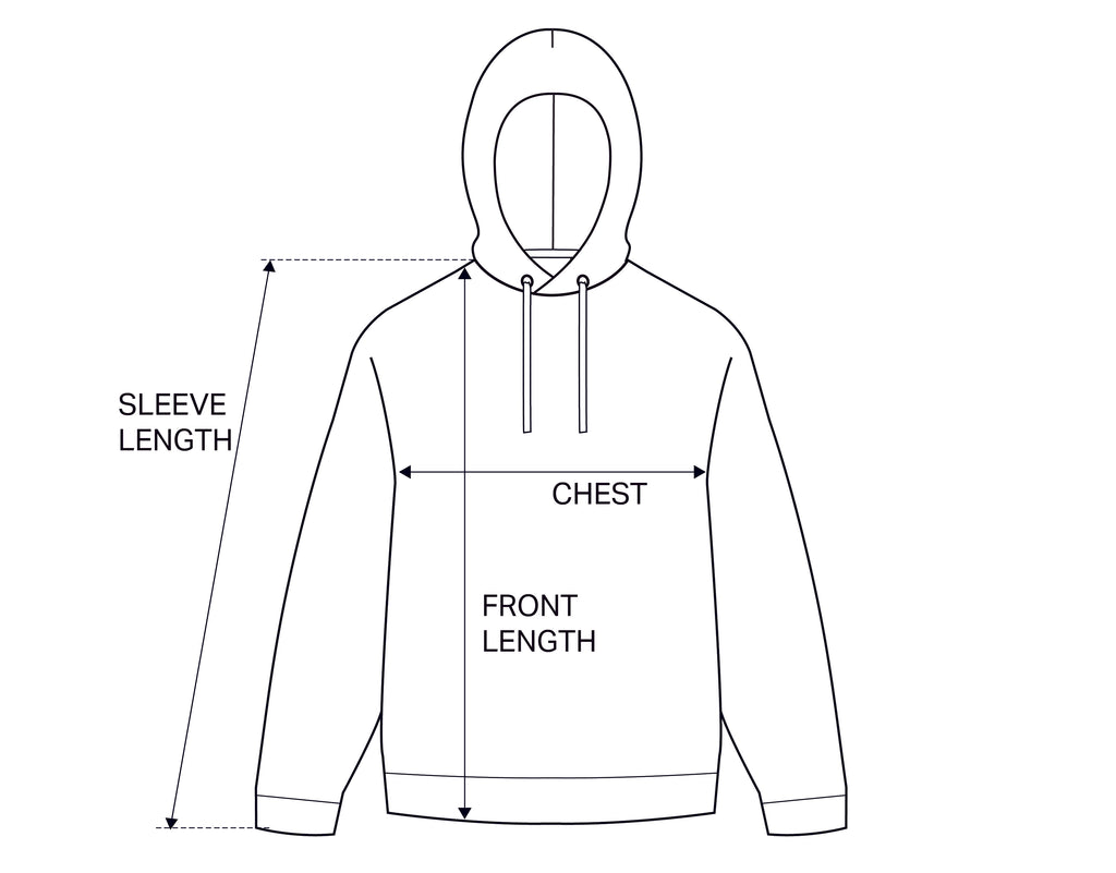 ZIP UP SCRIPT SWEATSHIRT BLACK size chart