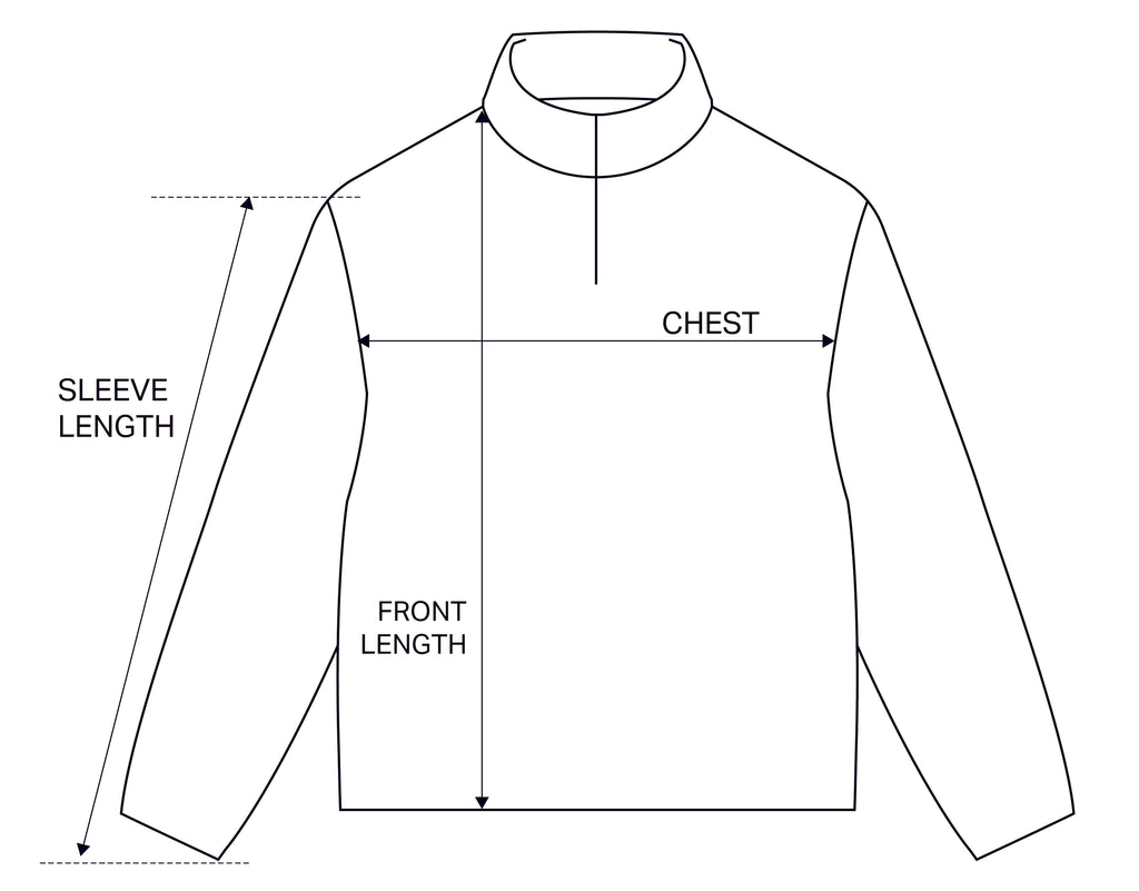 QUARTER ZIP SWEATSHIRT ASH GREY size chart