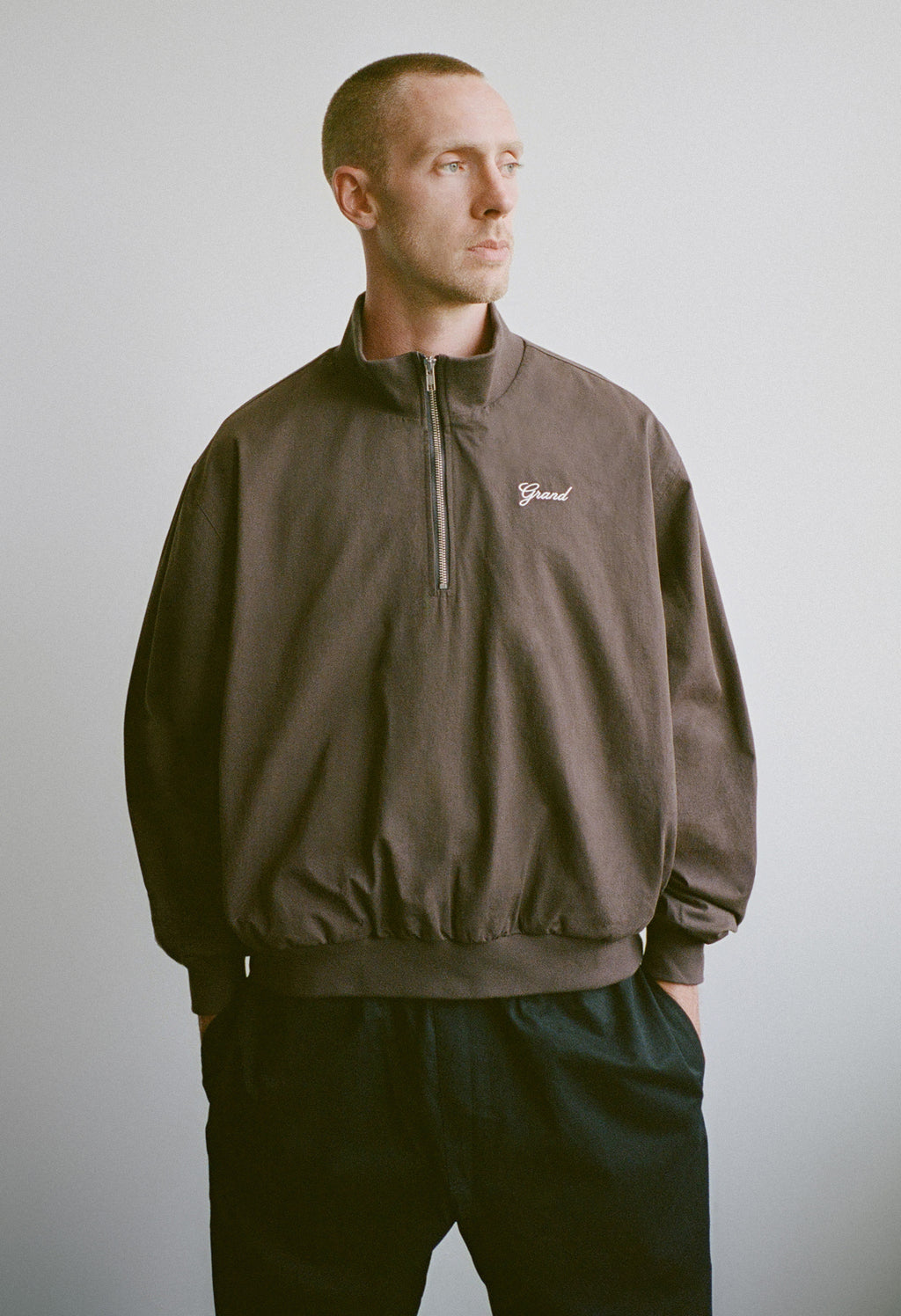 QUARTER ZIP JACKET ESPRESSO