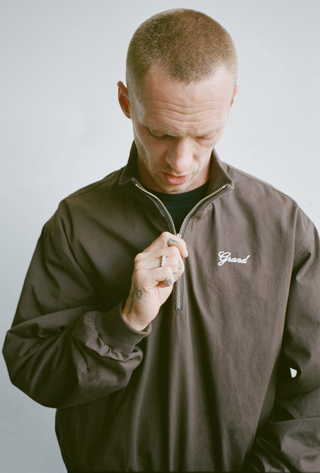 QUARTER ZIP JACKET ESPRESSO