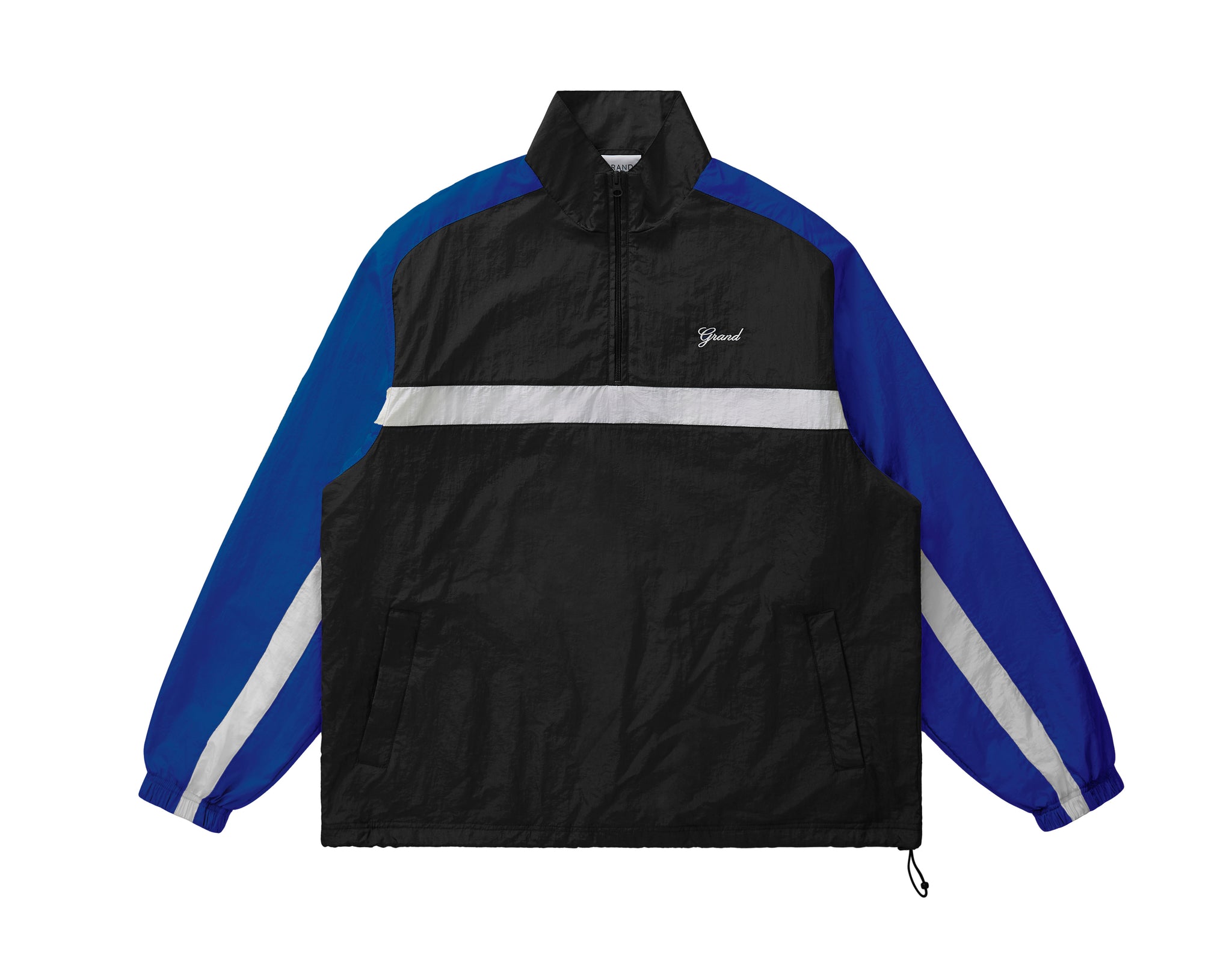 Quarter Zip Nylon Pullover Black/Royal