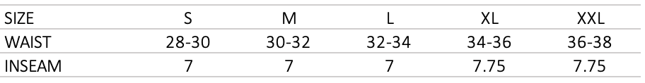 Check Short size chart