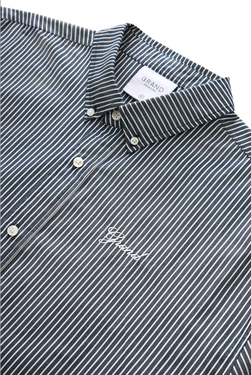 BLAIR STRIPED POPLIN SHIRT NAVY