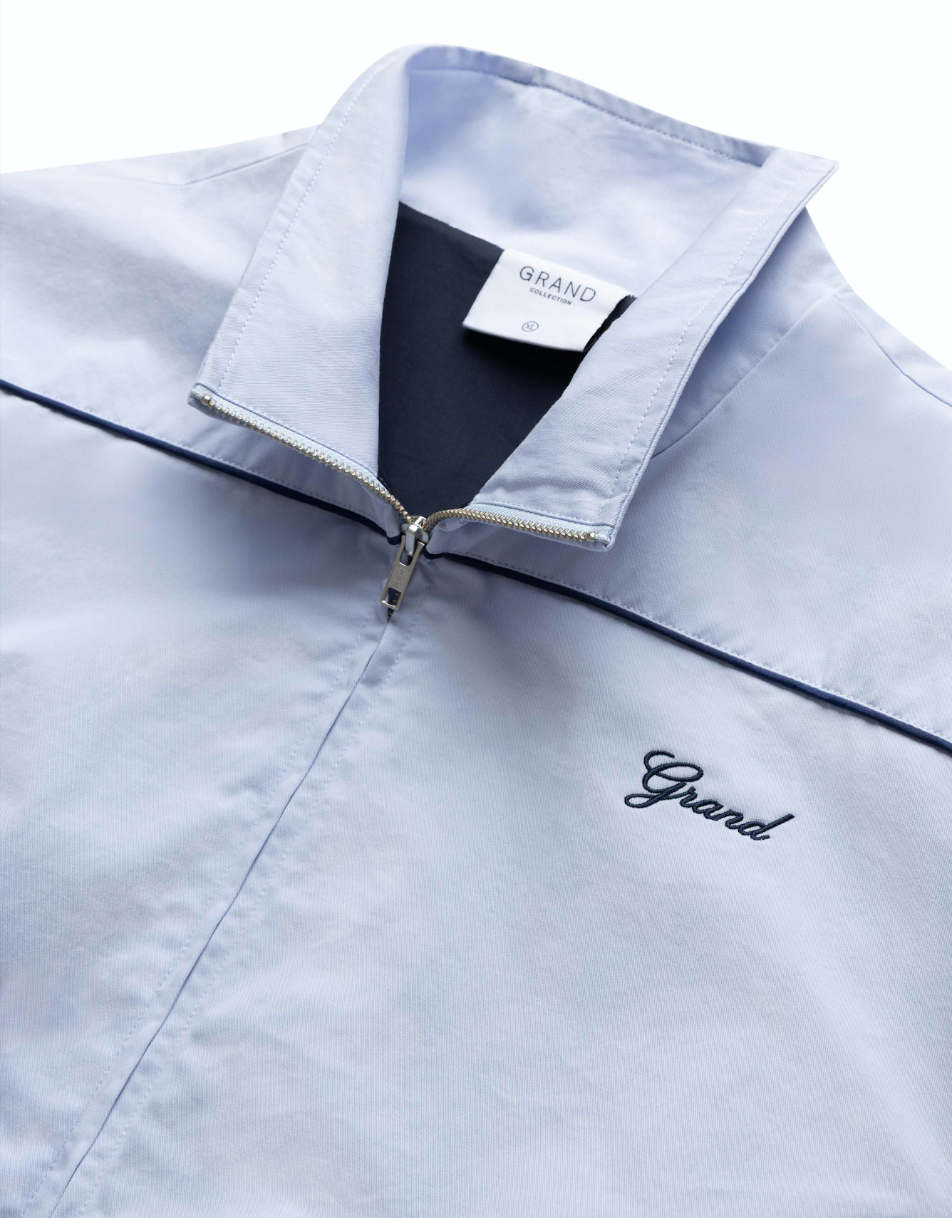 HARRINGTON JACKET WITH PIPING POWDER BLUE