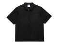 SEERSUCKER SHORT SLEEVE ZIP UP SHIRT BLACK