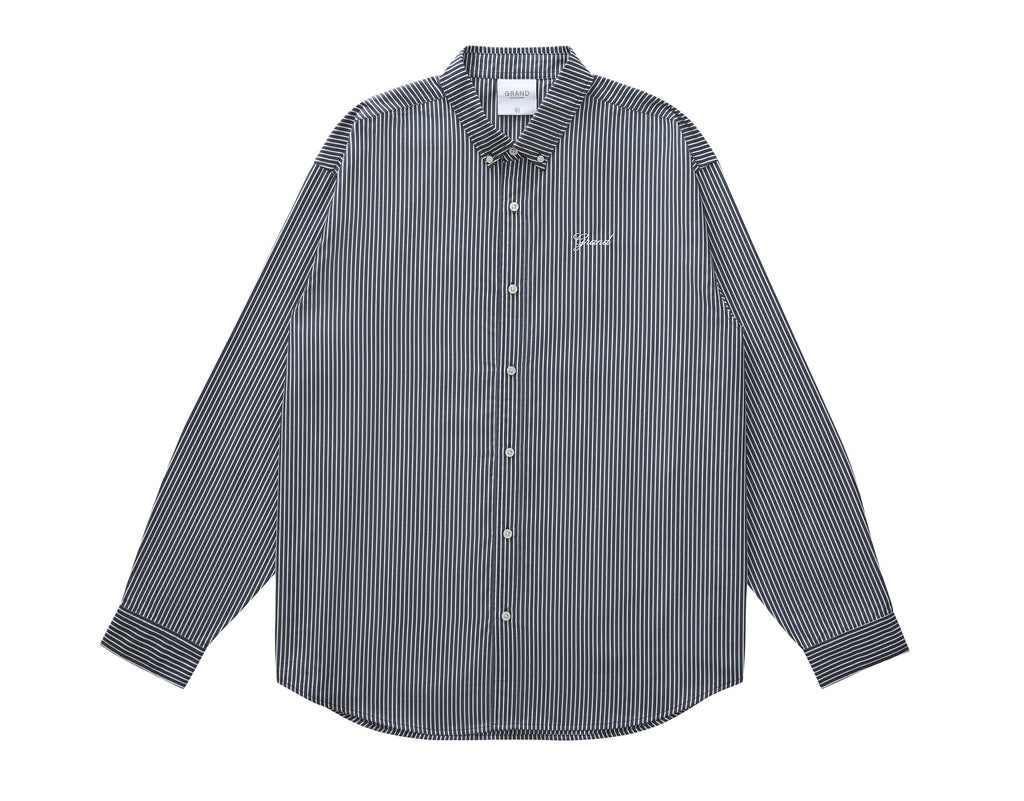 BLAIR STRIPED POPLIN SHIRT NAVY