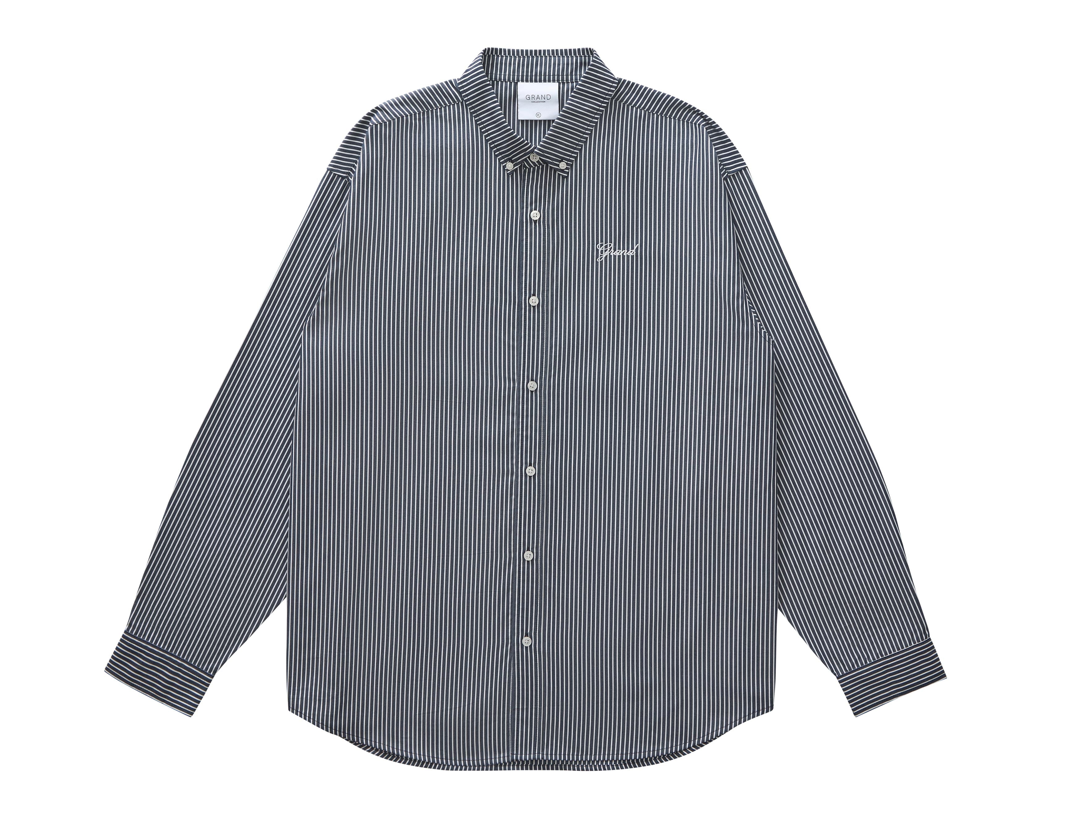 BLAIR STRIPED POPLIN SHIRT NAVY