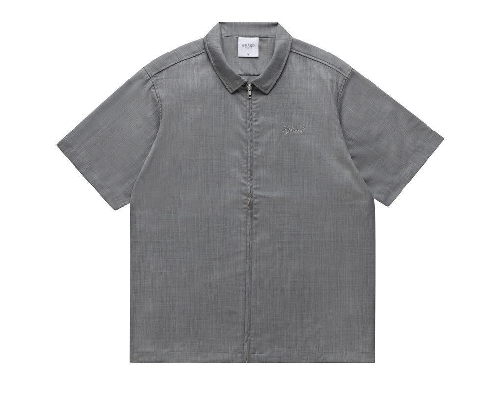 WOOL SHORT SLEEVE ZIP UP SHIRT
