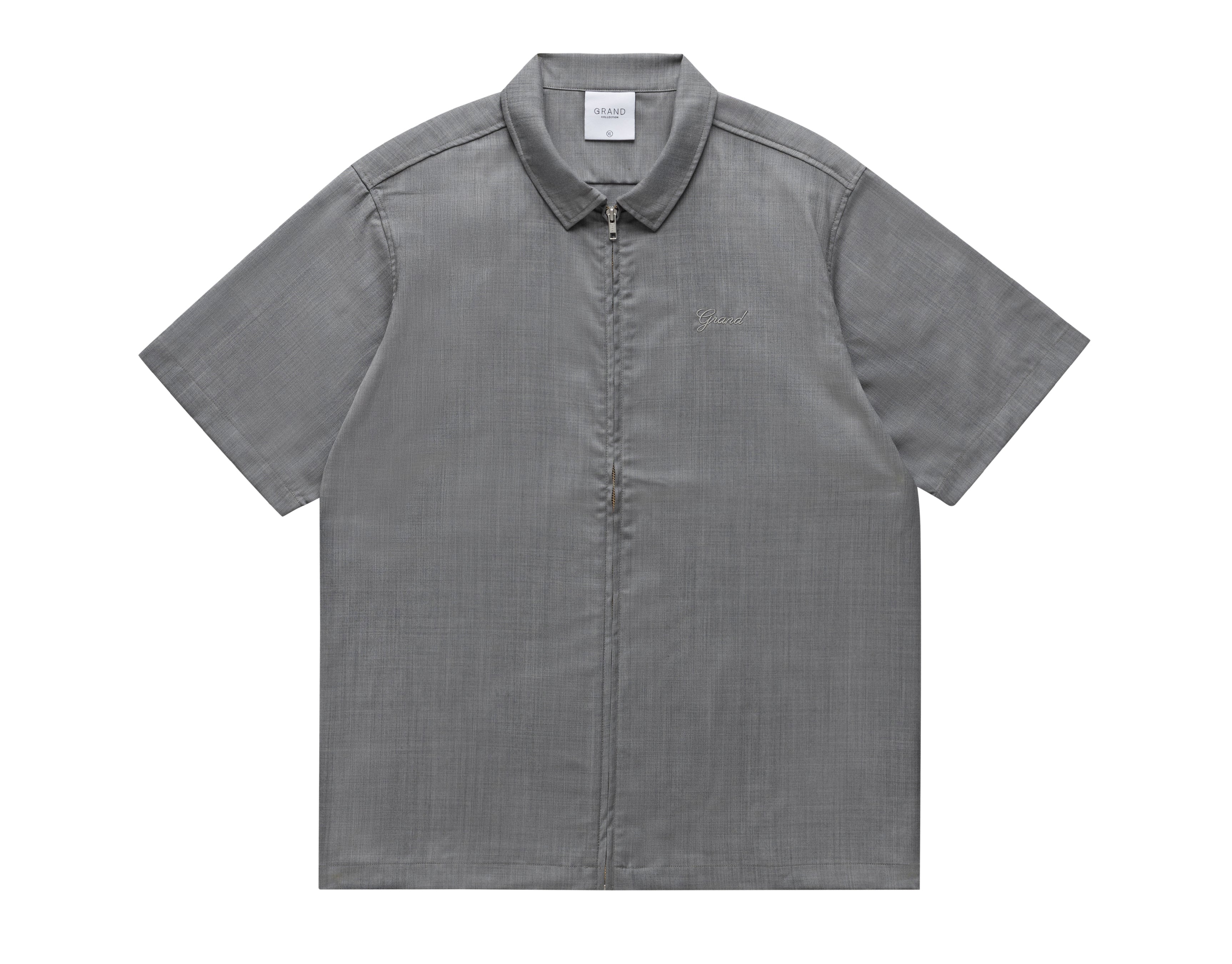 WOOL SHORT SLEEVE ZIP UP SHIRT