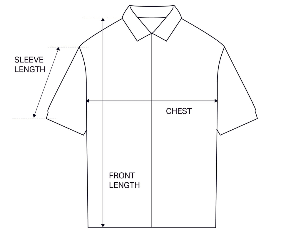 SEERSUCKER SHORT SLEEVE ZIP UP BLACK size chart