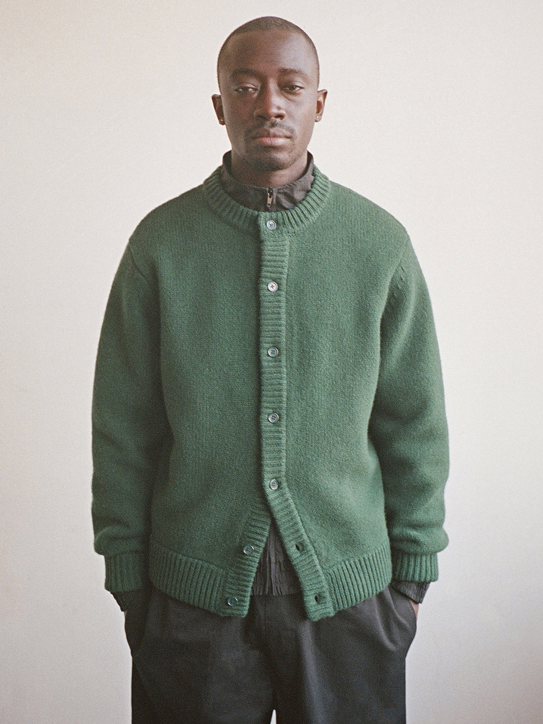WOOL BUTTON UP SWEATER