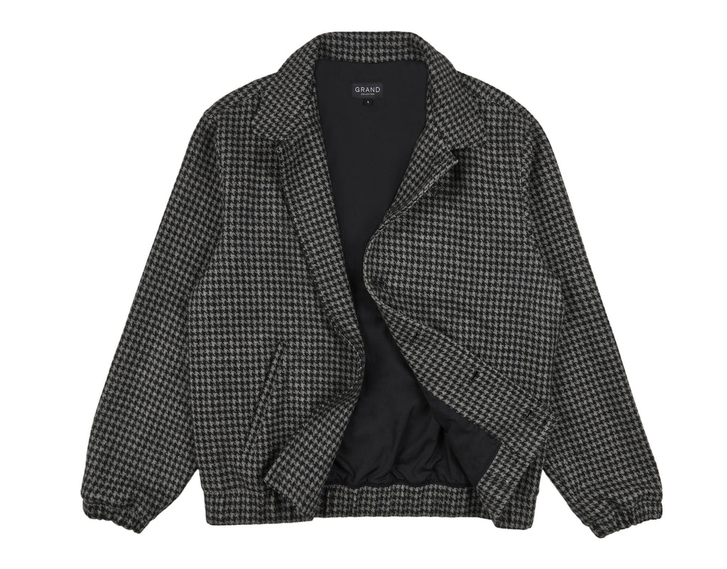 WOOL HOUNDSTOOTH BLOUSON JACKET BLACK/GREY
