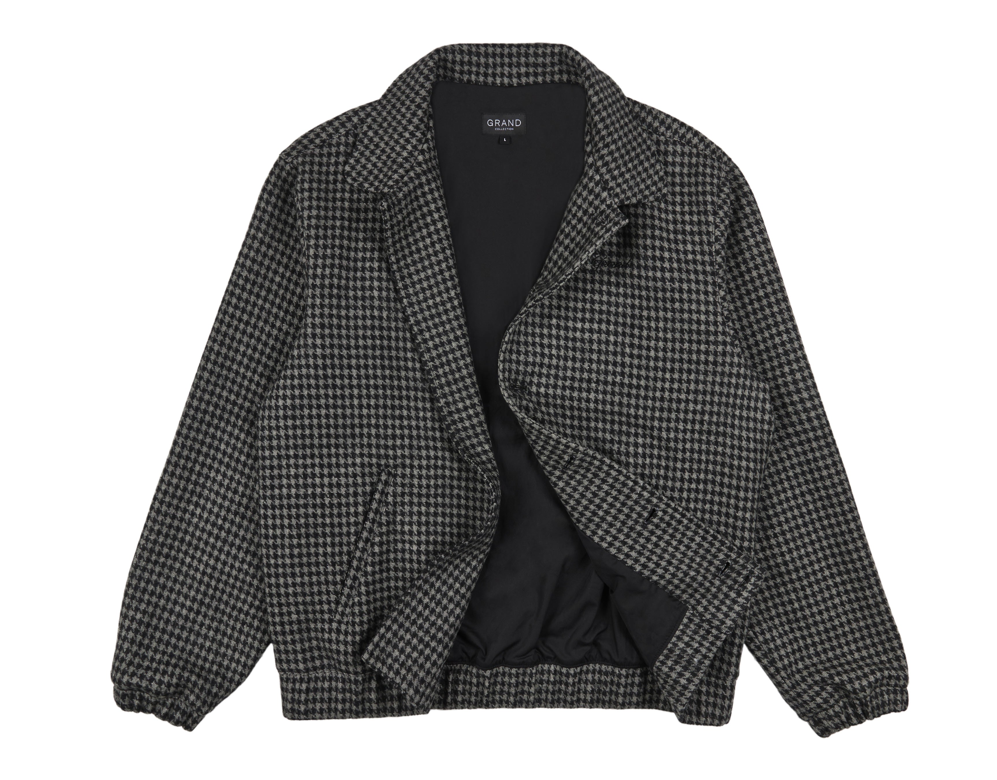 WOOL HOUNDSTOOTH BLOUSON JACKET BLACK/GREY
