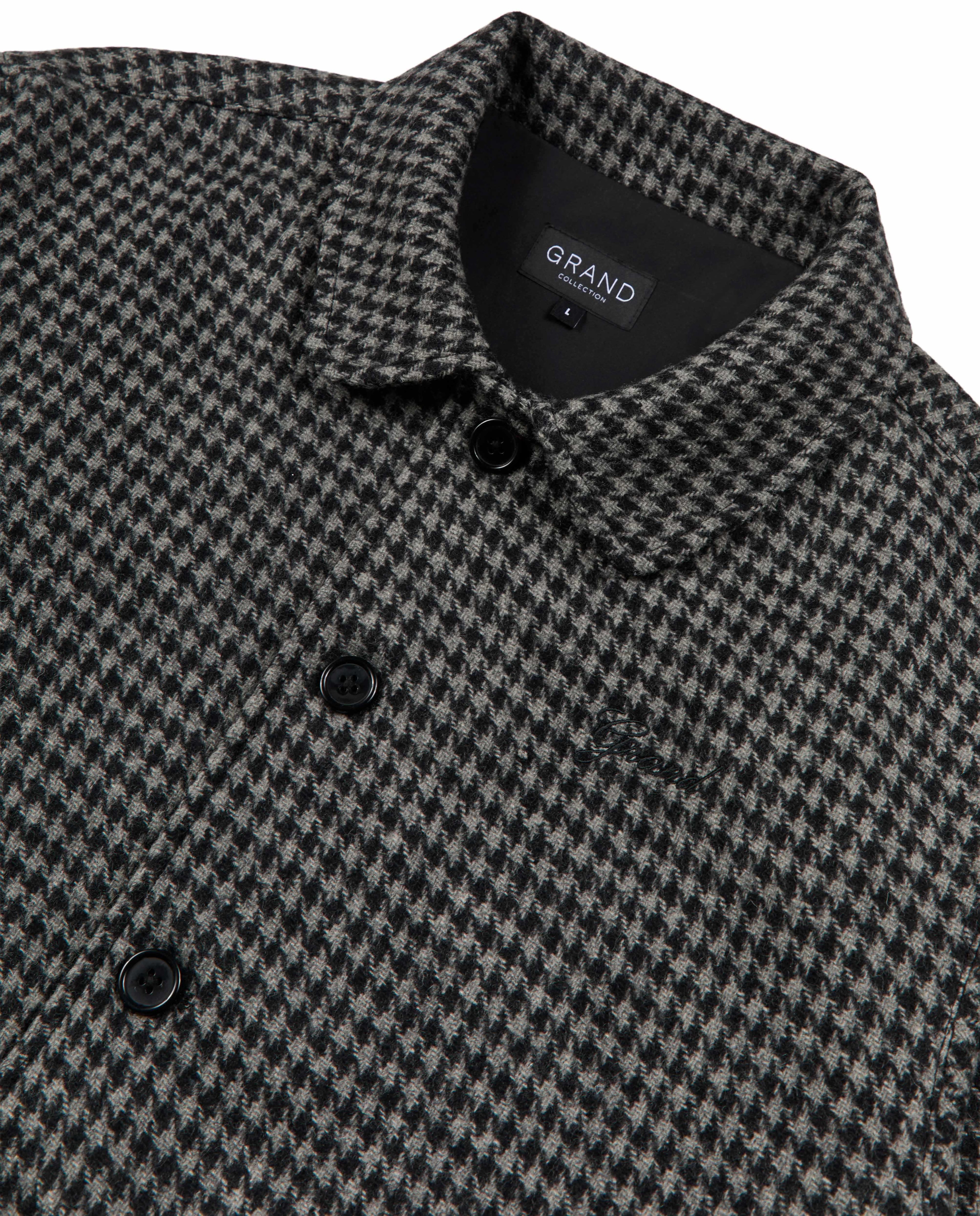 WOOL HOUNDSTOOTH BLOUSON JACKET BLACK/GREY