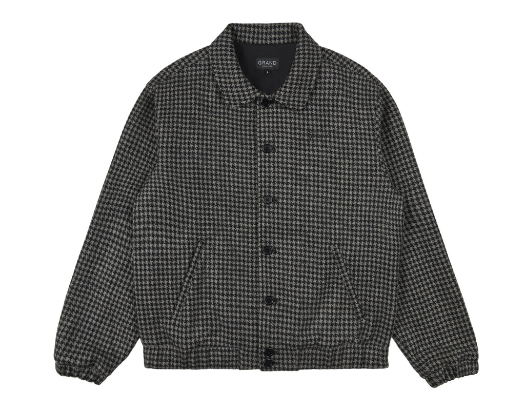 WOOL HOUNDSTOOTH BLOUSON JACKET BLACK/GREY