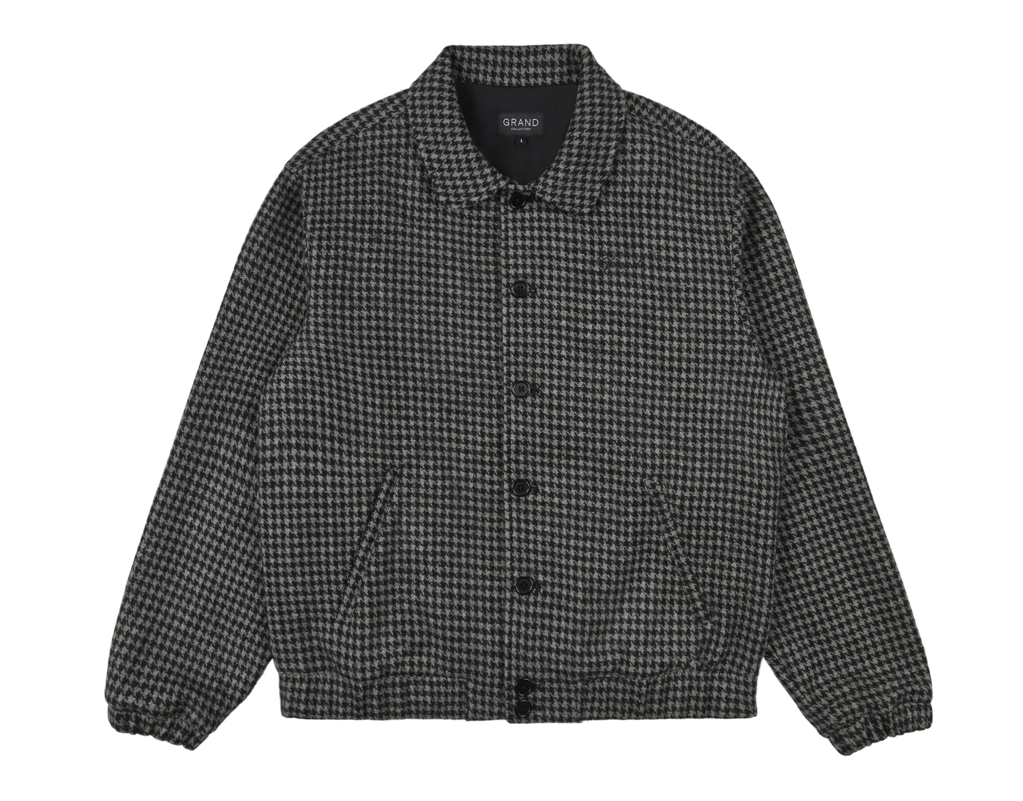 WOOL HOUNDSTOOTH BLOUSON JACKET BLACK/GREY