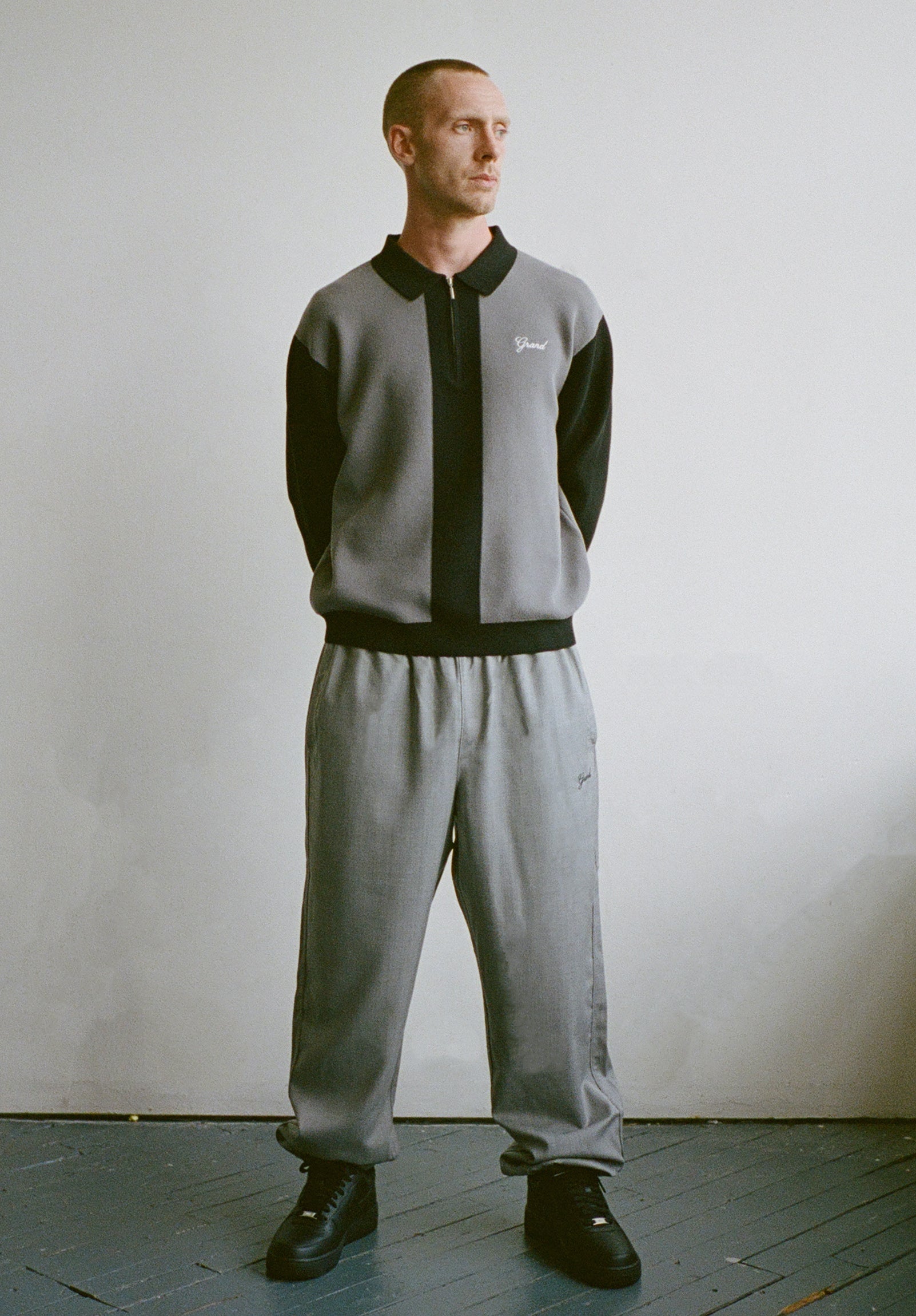 KNIT QUARTER ZIP GREY/BLACK