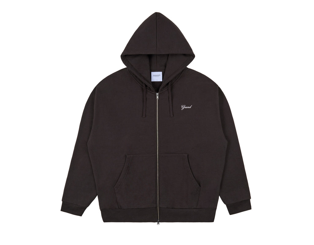 ZIP UP SCRIPT SWEATSHIRT ESPRESSO