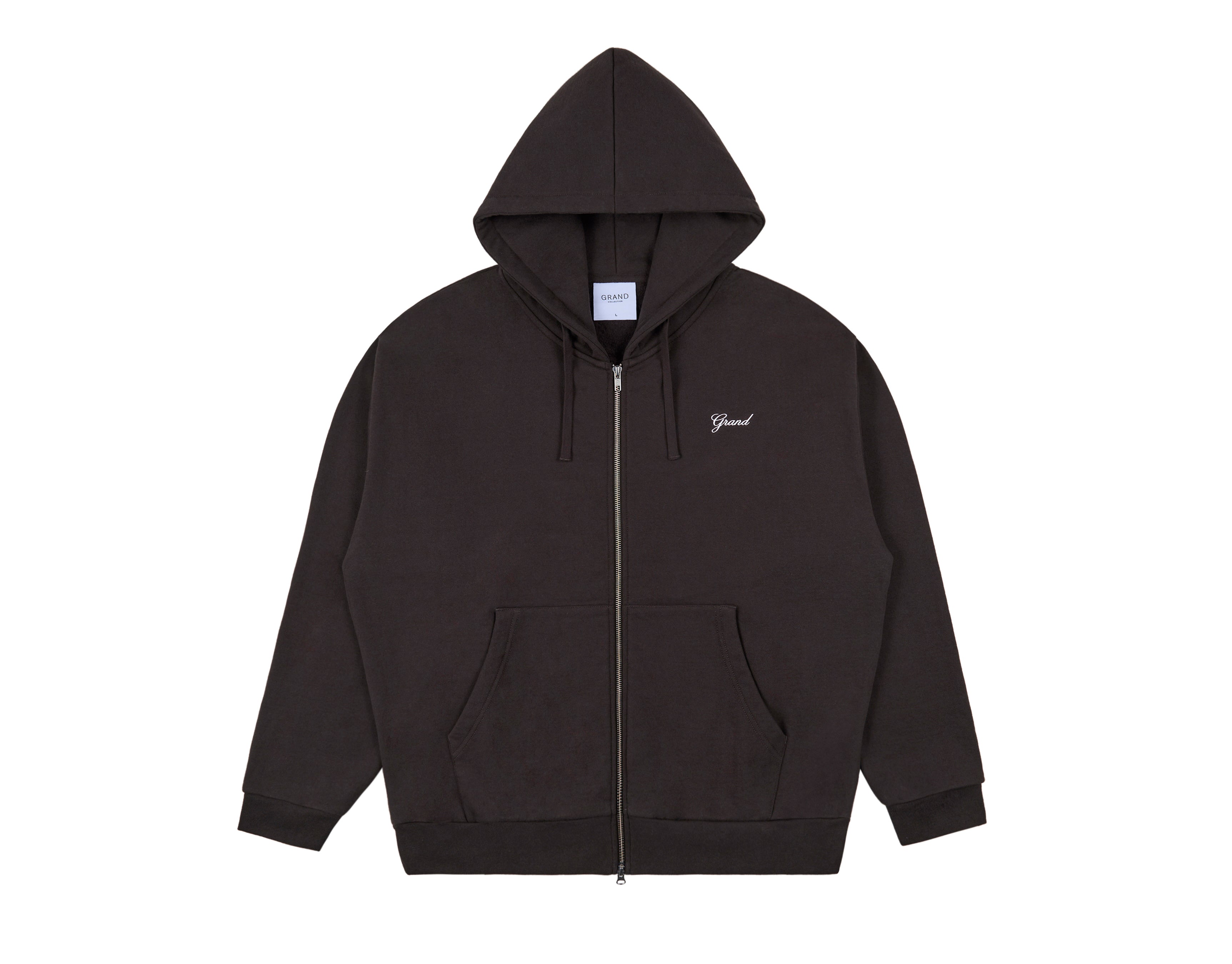 ZIP UP SCRIPT SWEATSHIRT ESPRESSO