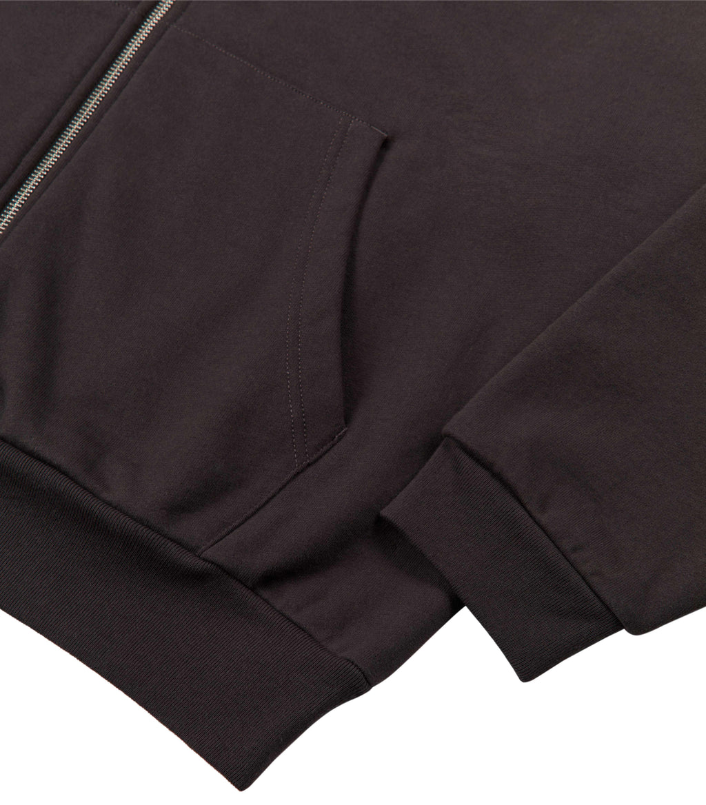 ZIP UP SCRIPT SWEATSHIRT ESPRESSO