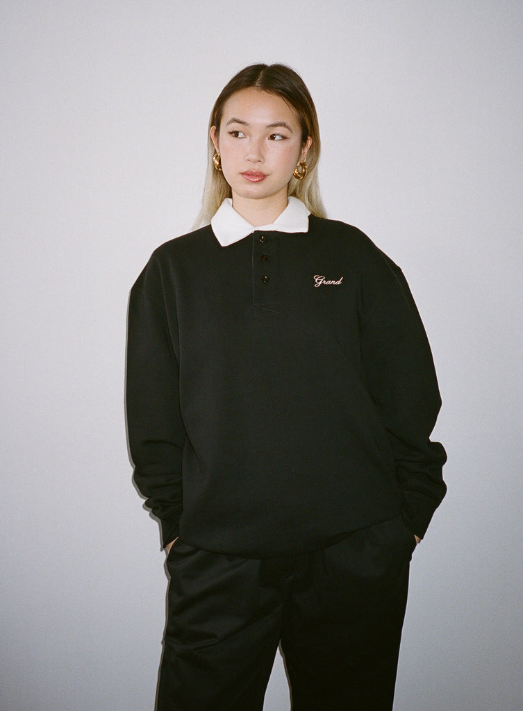 Collared Sweatshirt Black/White – Grand Collection