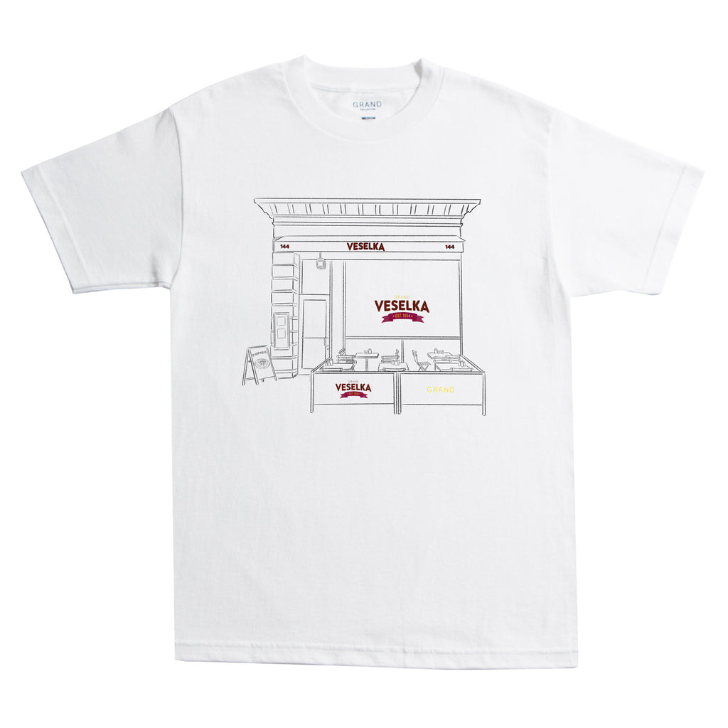 Veselka X Grand Storefront Tee White