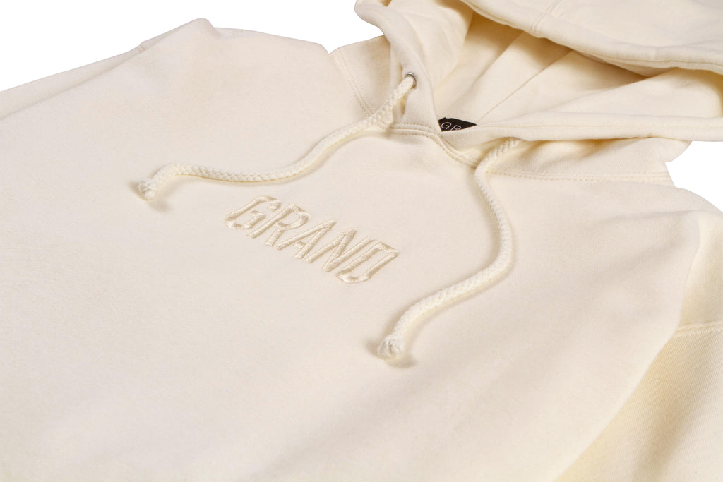 Tonal Embroidered Hoodie Cream